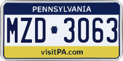 PA license plate MZD3063