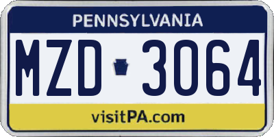 PA license plate MZD3064