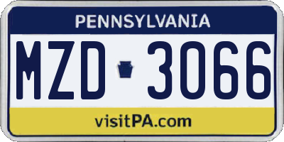 PA license plate MZD3066