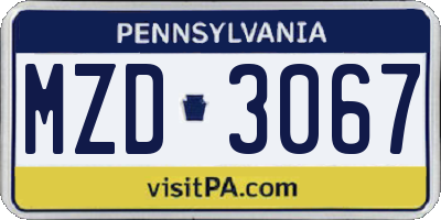 PA license plate MZD3067