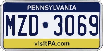 PA license plate MZD3069