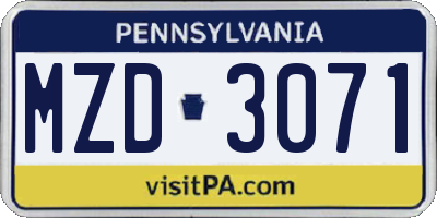PA license plate MZD3071