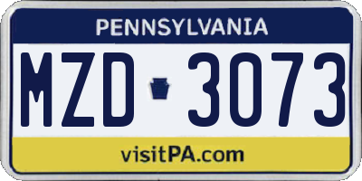 PA license plate MZD3073