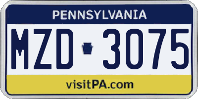 PA license plate MZD3075