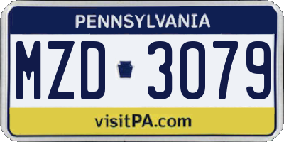 PA license plate MZD3079