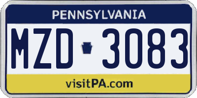 PA license plate MZD3083