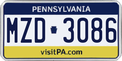 PA license plate MZD3086