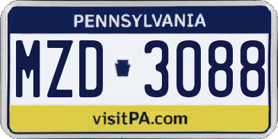 PA license plate MZD3088