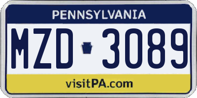 PA license plate MZD3089