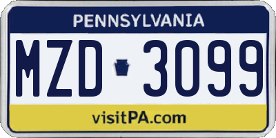 PA license plate MZD3099