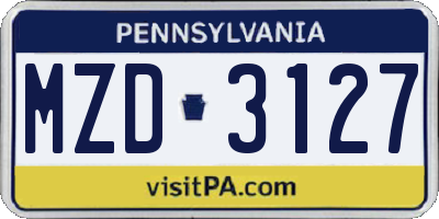 PA license plate MZD3127