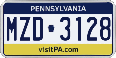 PA license plate MZD3128