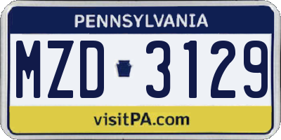 PA license plate MZD3129