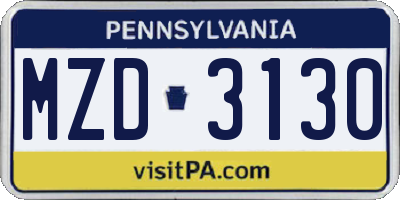 PA license plate MZD3130