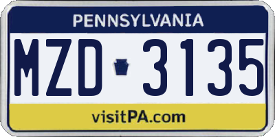 PA license plate MZD3135
