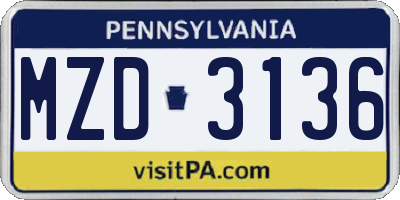 PA license plate MZD3136