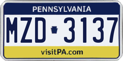 PA license plate MZD3137