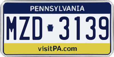 PA license plate MZD3139
