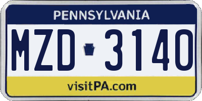 PA license plate MZD3140