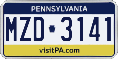 PA license plate MZD3141