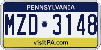 PA license plate MZD3148