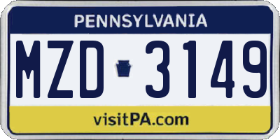 PA license plate MZD3149