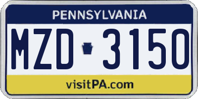 PA license plate MZD3150