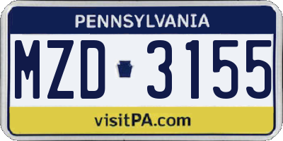 PA license plate MZD3155
