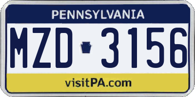 PA license plate MZD3156