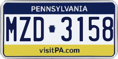 PA license plate MZD3158