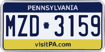 PA license plate MZD3159