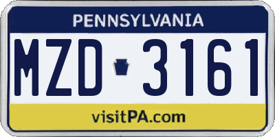 PA license plate MZD3161