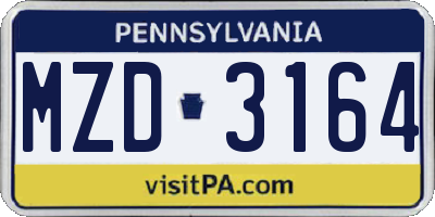 PA license plate MZD3164