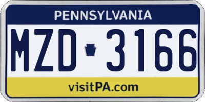 PA license plate MZD3166