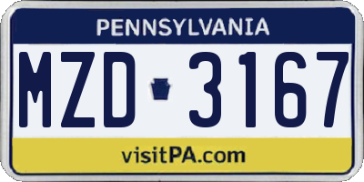 PA license plate MZD3167