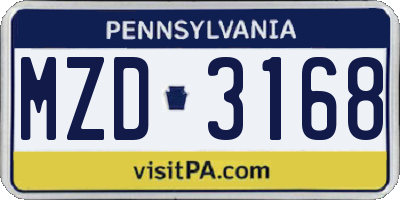 PA license plate MZD3168