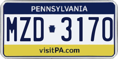 PA license plate MZD3170