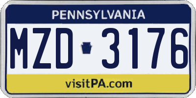 PA license plate MZD3176