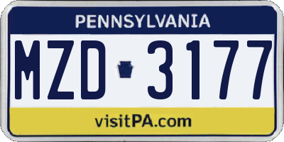 PA license plate MZD3177