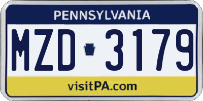 PA license plate MZD3179