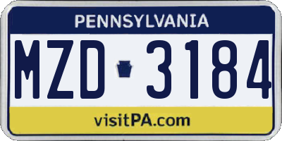 PA license plate MZD3184