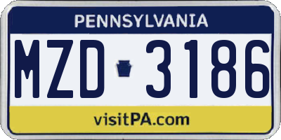 PA license plate MZD3186