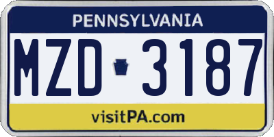 PA license plate MZD3187