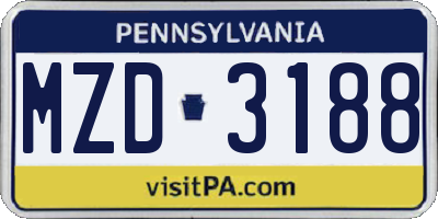 PA license plate MZD3188