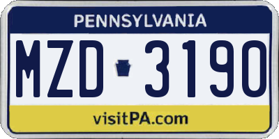 PA license plate MZD3190