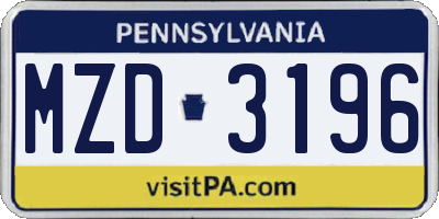 PA license plate MZD3196