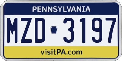 PA license plate MZD3197