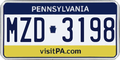 PA license plate MZD3198