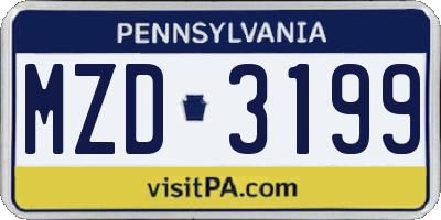 PA license plate MZD3199