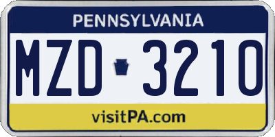 PA license plate MZD3210